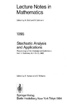 Stochastic Analysis and Applications: Proceedings of the International Conference Held in Swansea