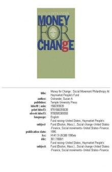 Money for Change: Social Movement Philanthropy at Haymarket People's Fund