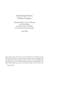 Graphenalgorithmen: Perfekte Graphen [Lecture notes]