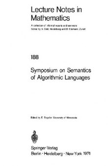 Symposium on Semantics of Algorithmic Languages