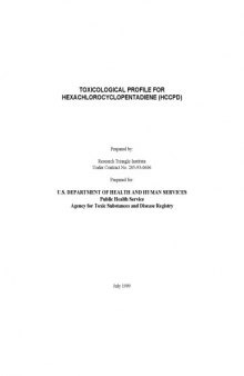 Toxicological profiles - Hexachlorocyclopentadiene (hccpd)