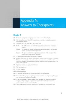 Starting Out with C++: From Control Structures through Objects, Appendix N: Answers to Checkpoints