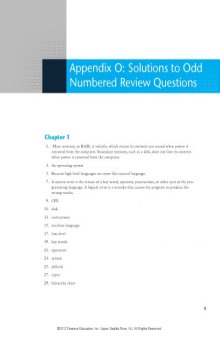 Starting Out with C++: From Control Structures through Objects, Appendix O: Solutions to Odd Numbered Review Questions