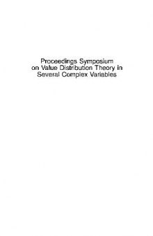 Proceedings symposium on value distribution theory in several complex variables