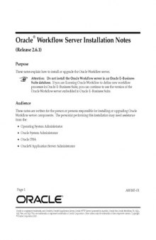 Oracle Workflow Server Installation Notes (Part No. A90185-01) (Release 2.6.1)