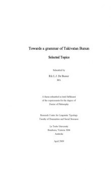 Towards a grammar of Takivatan Bunun : selected topics