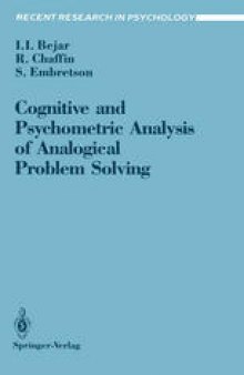 Cognitive and Psychometric Analysis of Analogical Problem Solving
