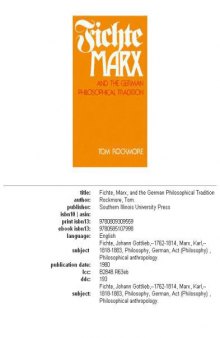 Fichte, Marx, and the German philosophical tradition