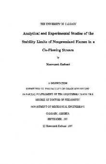 Analytical And Experimental Studies Of The Stability Limits Of Nonpremixed Flames In A Co-Flowing St