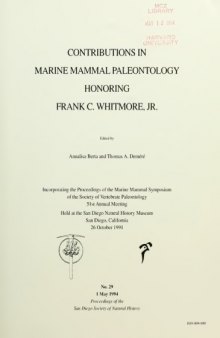 Contributions in marine mammal paleontology