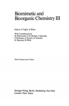 Biomimetic and Bioorganic Chemistry III