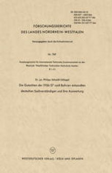 Die Gutachten der 1956/57 nach Bolivien entsandten deutschen Sachverständigen und ihre Auswertung