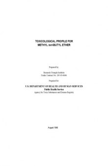 Toxicological profiles - Methyl tert-butyl ether