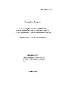 Организационно-педагогические условия развития инновационной школы с этнокультурным компонентом(Автореферат)