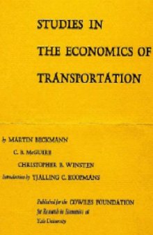 Studies in the Economics of Transportation