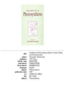 Handbook of Photosynthesis (Books in Soils, Plants, and the Environment)