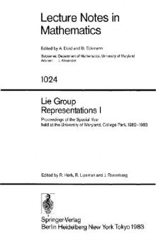 Lie Group Representations I
