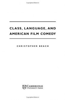 Class, Language, and American Film Comedy