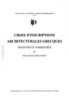 Choix d'inscriptions architecturales grecques