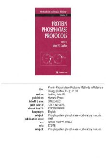 Protein Phosphatase Protocols (Methods in Molecular Biology)