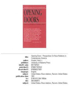 Opening Doors: Perspectives on Race Relations in Contemporary America