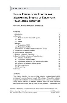 Methods in Enzymology 429 - Translation initiation: extract systems and molecular genetics