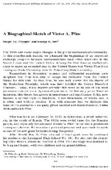 A Biographical Sketch of Victor A. Pliss