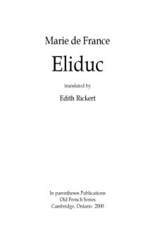 Eliduc, translated by Edith Rickert