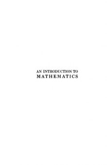 An Introduction To Mathematics - With Applns to Science and Agriculture