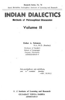 74 Indian Dialectics: Methods of Philosophical Discussion Vol II