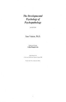 The Developmental Psychology of Psychopathology
