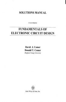 Fundamentals of Electronic Circuit Design solutions manual