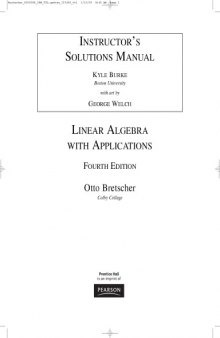 Instructor's solutions manual [to accompany] Linear algebra with applications, fourth edition [by] Otto Bretscher