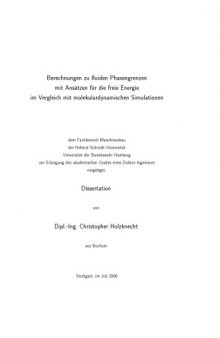 Berechnungen zu fluiden Phasengrenzen mit Ansätzen für die freie Energie im Vergleich mit molekulardynamischen Simulationen