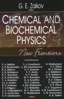 Chemical And Biochemical Physics: New Frontiers