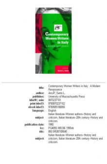Contemporary women writers in Italy: a modern renaissance