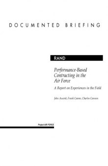 Performance-Based Contracting in the Air Force: A Report on Experiences in the Field