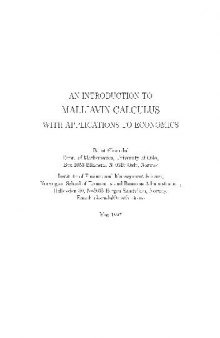 Introductiont to Malliavin calculus with applications to economics