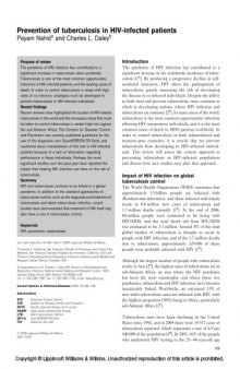 Current Opinion in Infectious Diseases №19 Prevention of tuberculosis in HIV-infected patients
