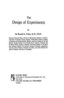 The Design of Experiments, Ninth Edition