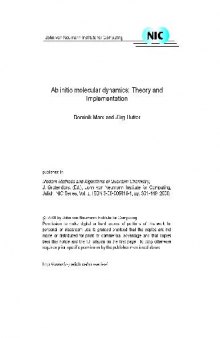 Modern Methods and Algorithms of Quantum Chemistry. ab initio Molecular Dynamics Theory