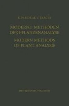 Moderne Methoden der Pflanzenanalyse/Modern Methods of Plant Analysis