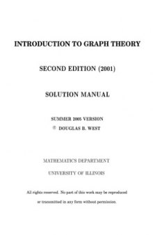 Introduction to graph theory 2ed. 2001 Solution manual