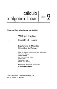 Cálculo e álgebra linear volume 2