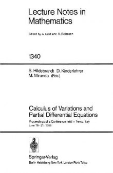 Calculus of Variations and Partial Differential Equations: Proceedings of a Conference, Held in Trento, Italy, June 16-21, 1986