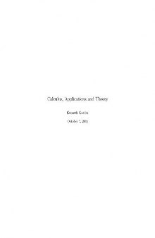Calculus, applications and theory