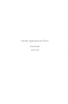 Calculus, Applications and Theory