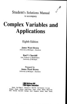 Student Solutions Manual to Accompany Complex Variables and Application
