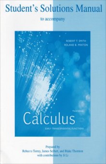 Student's Solutions Manual to accompany Calculus: Early Transcendental Functions