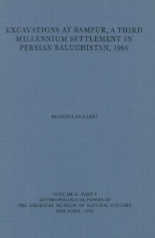 Excavations at Bampur, a third millennium settlement in Persian Baluchistan
